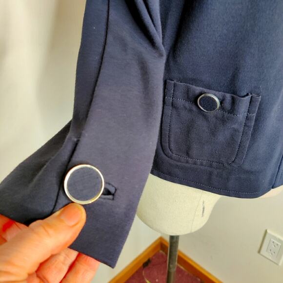 Banana Republic Navy Blue Knit Button Front Jacket Size 10 - Picture 3 of 11